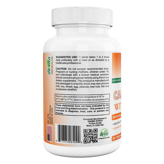 imagen del producto Calcio + Vitamina D 60 pastillas. DK lateral
