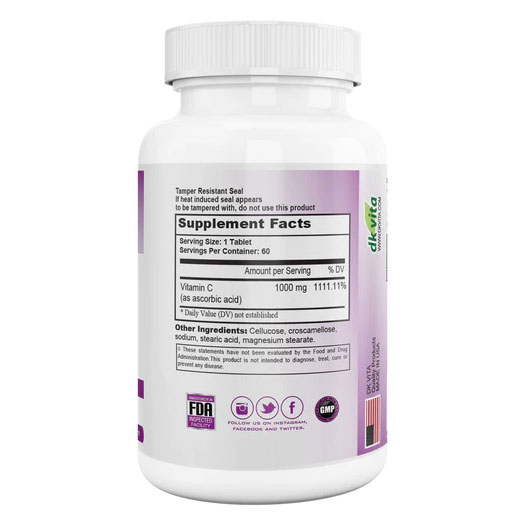 Vitamina C 60 capsulas 1000 IU. DK back